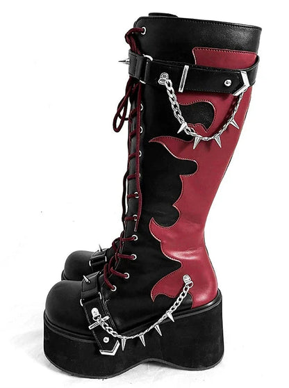 Punk Style Round Toe Platform Boots