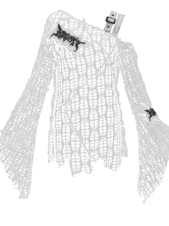 Distressed White Gothic Top