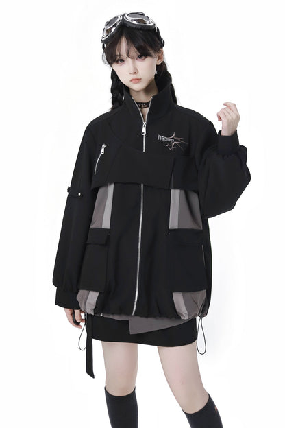 Black Cargo Anti-wrinkle Jacket Set