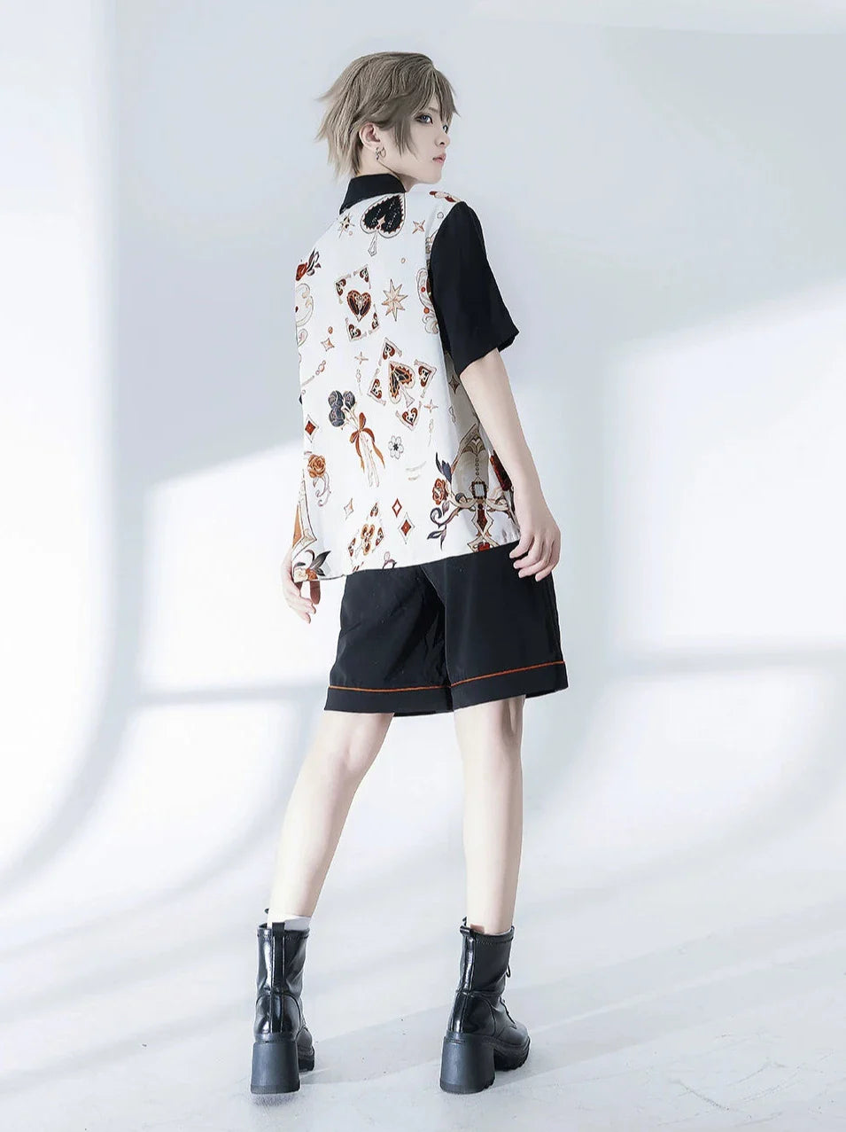 Flower Drunk Retro Print Shirt + Embroidery Shorts [pre-order]