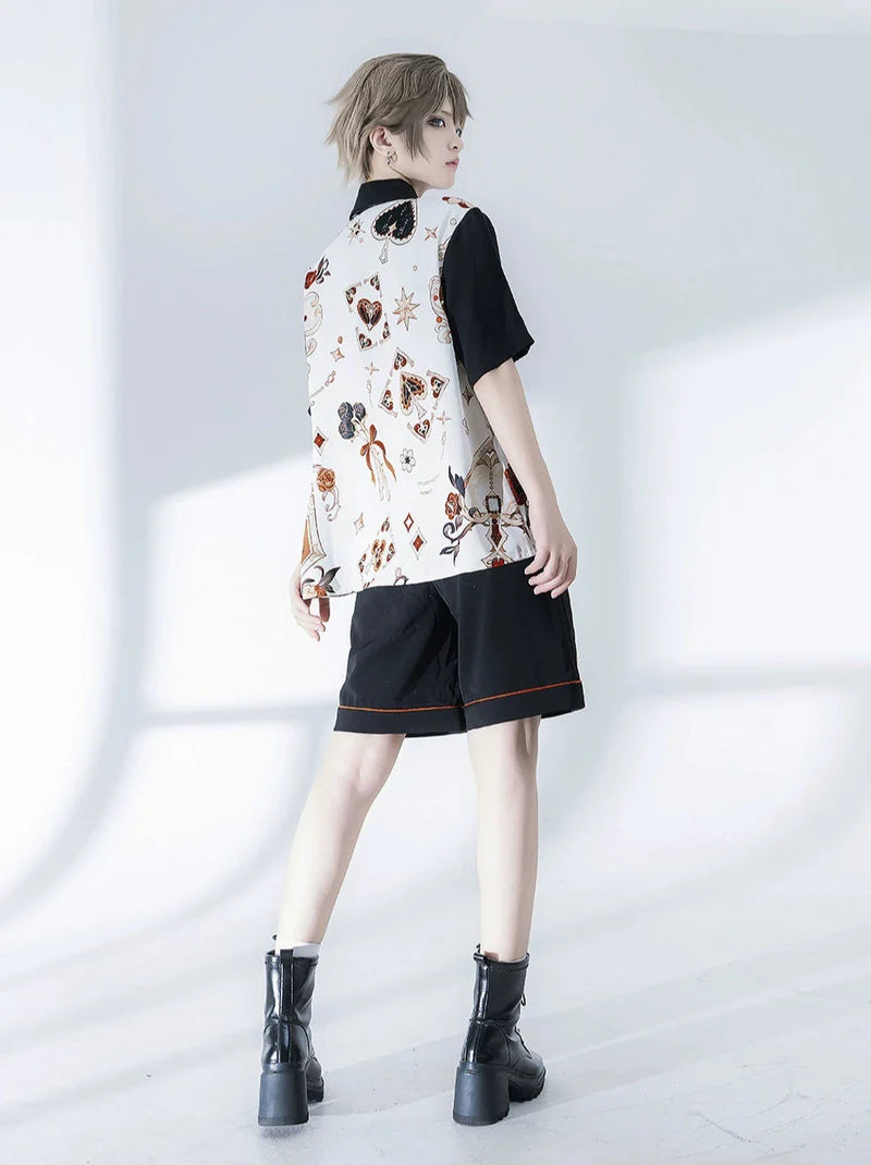 Flower Drunk Retro Print Shirt + Embroidery Shorts [pre-order]
