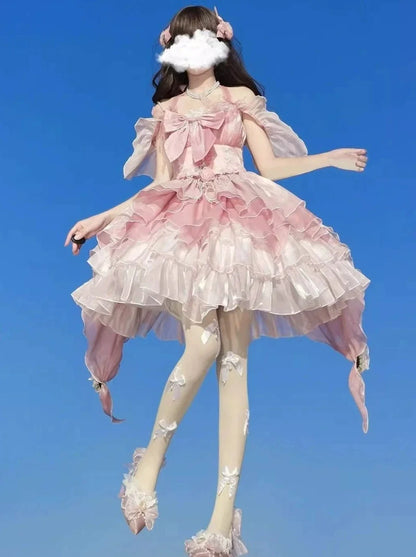 Summer Sweet Wedding Lolita Dress + Waist Chain + Tail + Hair Accessory + Neck Accessory