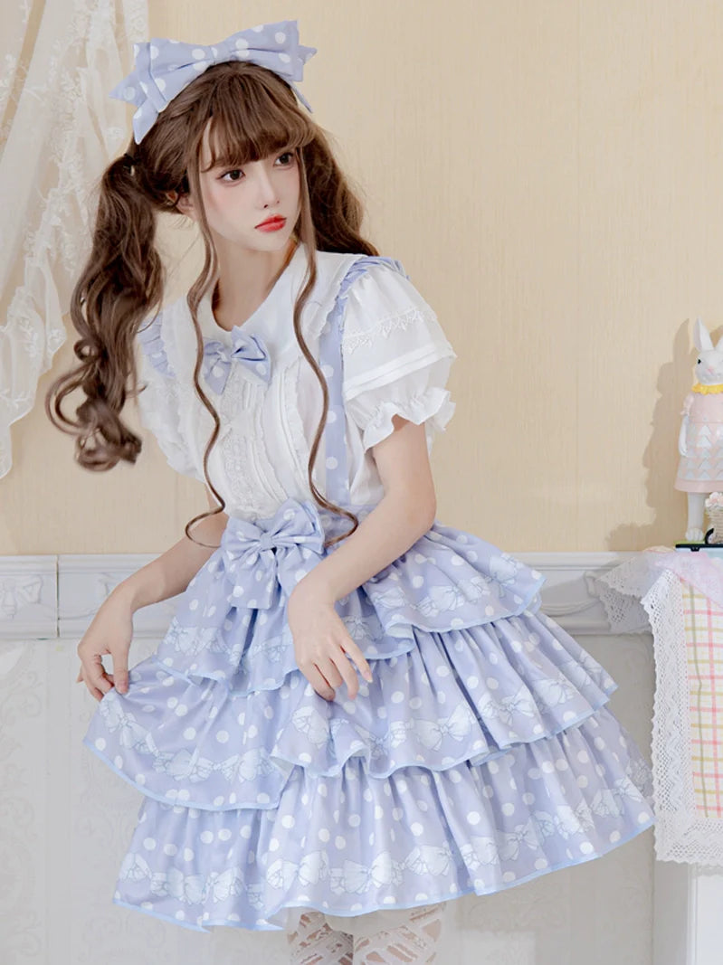 Lolita Inner Design Shirt + Tiered Suspender Skirt