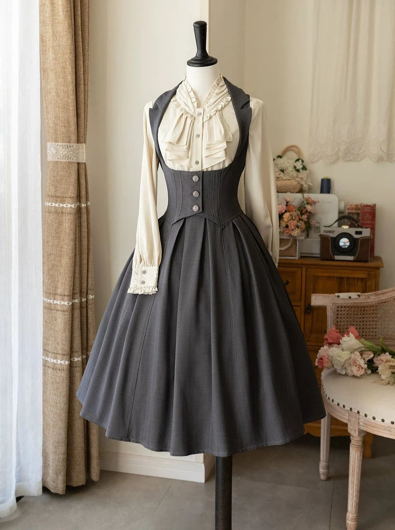 Retro Classical Lolita Skirt + Ruffled Shirt
