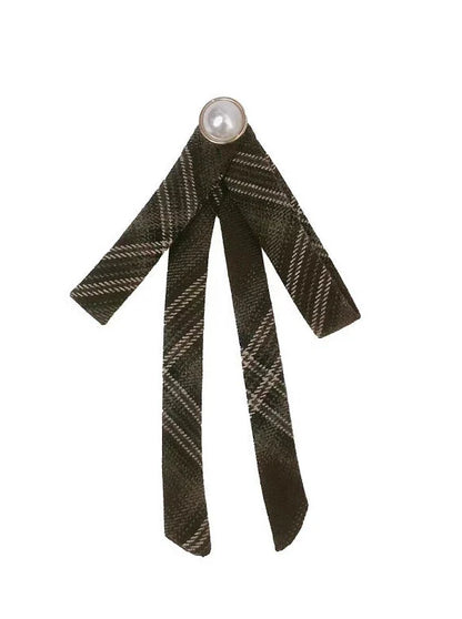 Retro Brown Plaid Volume Sleeveless Layered Dress + Pearl Ribbon Accessory + Classic Belt Coat [pre-order]