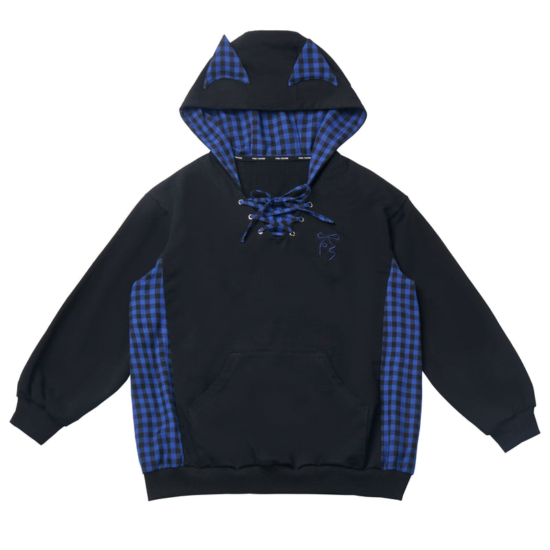 Blue Grid Cat Ear Set