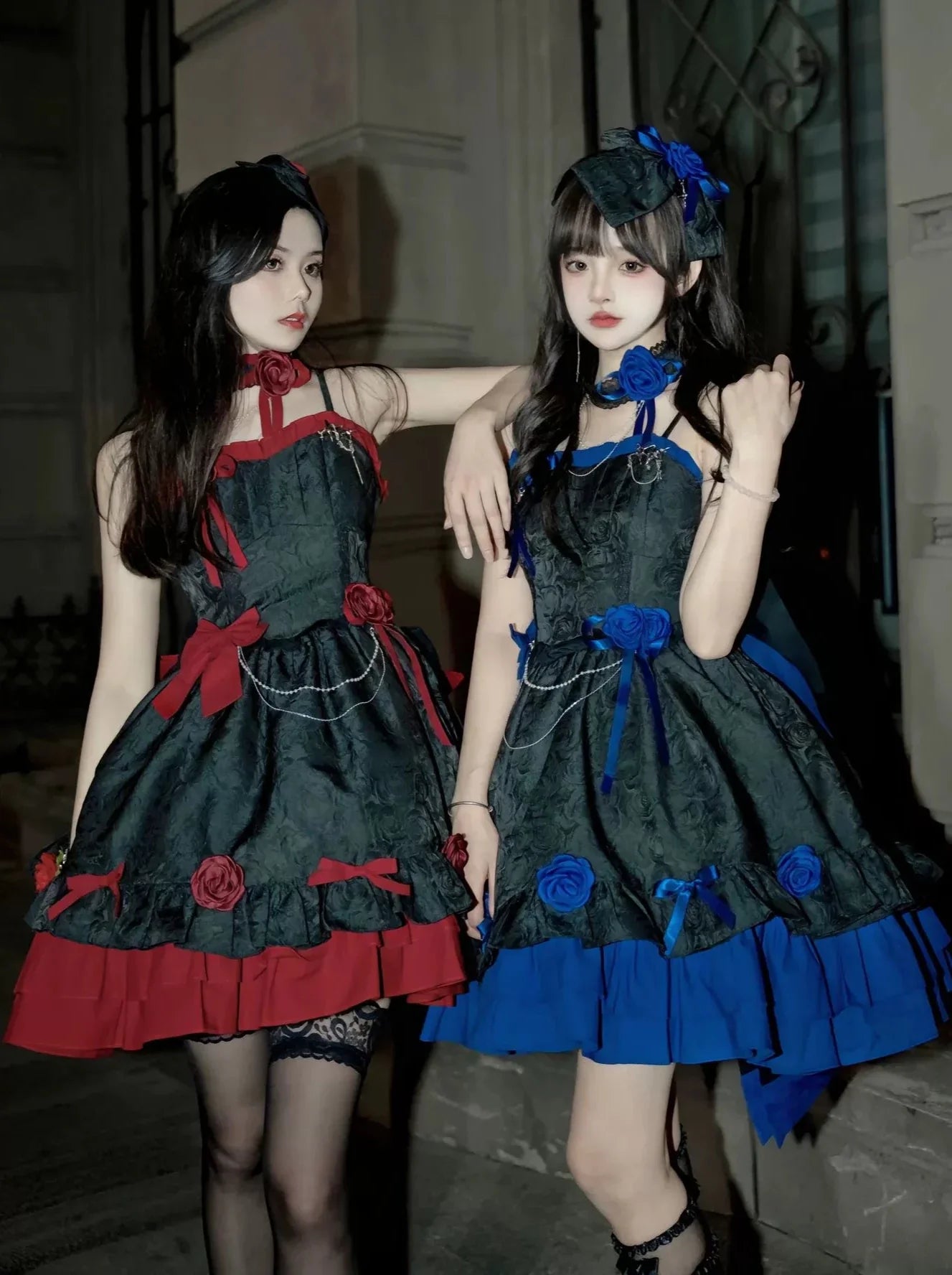 Romantic Rose Dark Gothic Suspender Dress