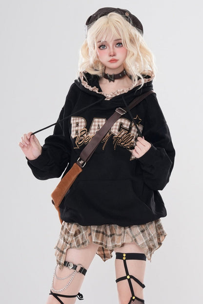 Retro Fleece Hooded Top Set
