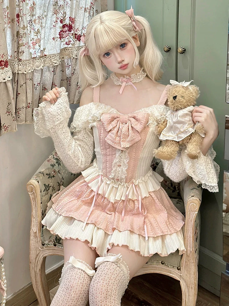 Cheese Sweet Berry Sweet Hot Girl Princess Milk Top + Tiered Skirt + Choker