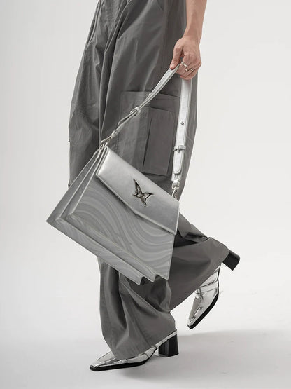 Silver Butterfly Big Shoulder Bag