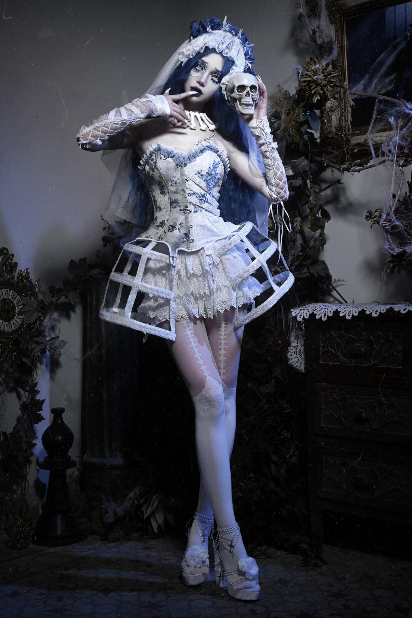 [pre-order] Zombie Bride Gothic Lace Corset Set