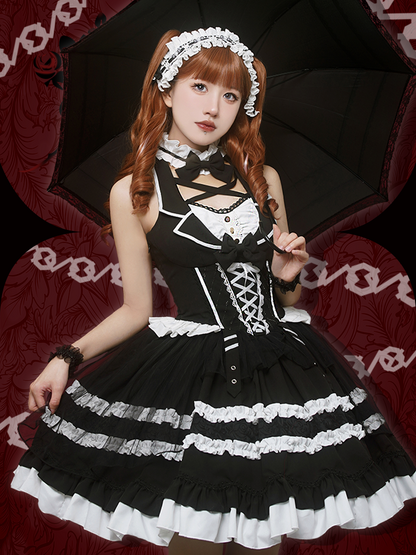 White Black Magic Antique Doll Dress
