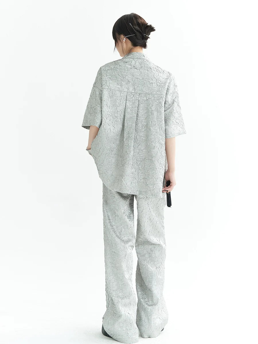 Sparkling Chinese-style Shirt Pants Suit