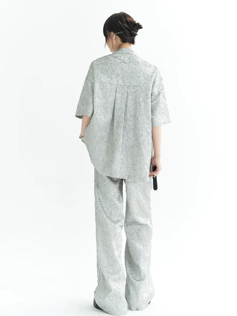 Sparkling Chinese-style Shirt Pants Suit