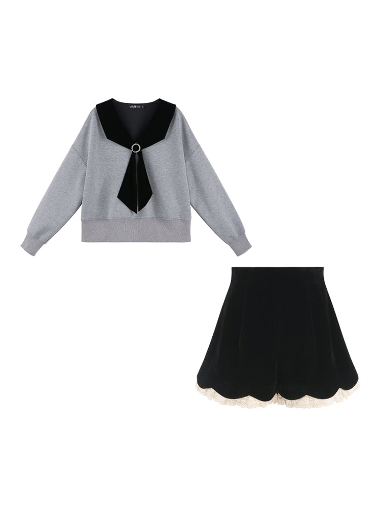 Niche Design Gray Pullover Top Set