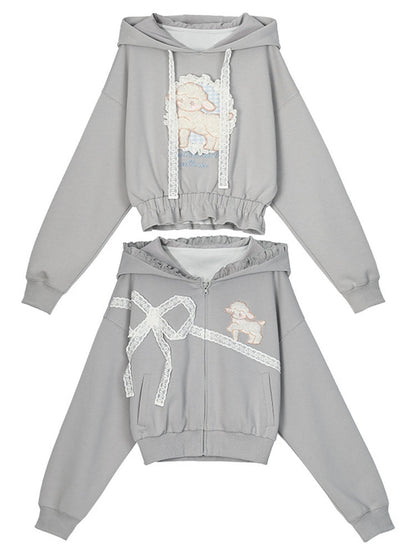 Grey Ballet Sport Hooded Jacket Set