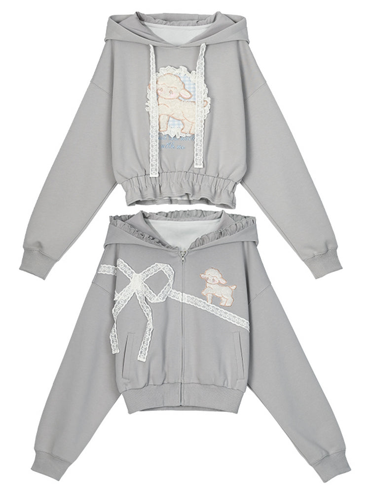 Grey Ballet Sport Hooded Jacket Set