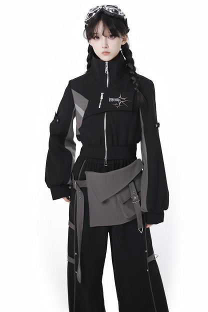 Black Cargo Anti-wrinkle Jacket Set