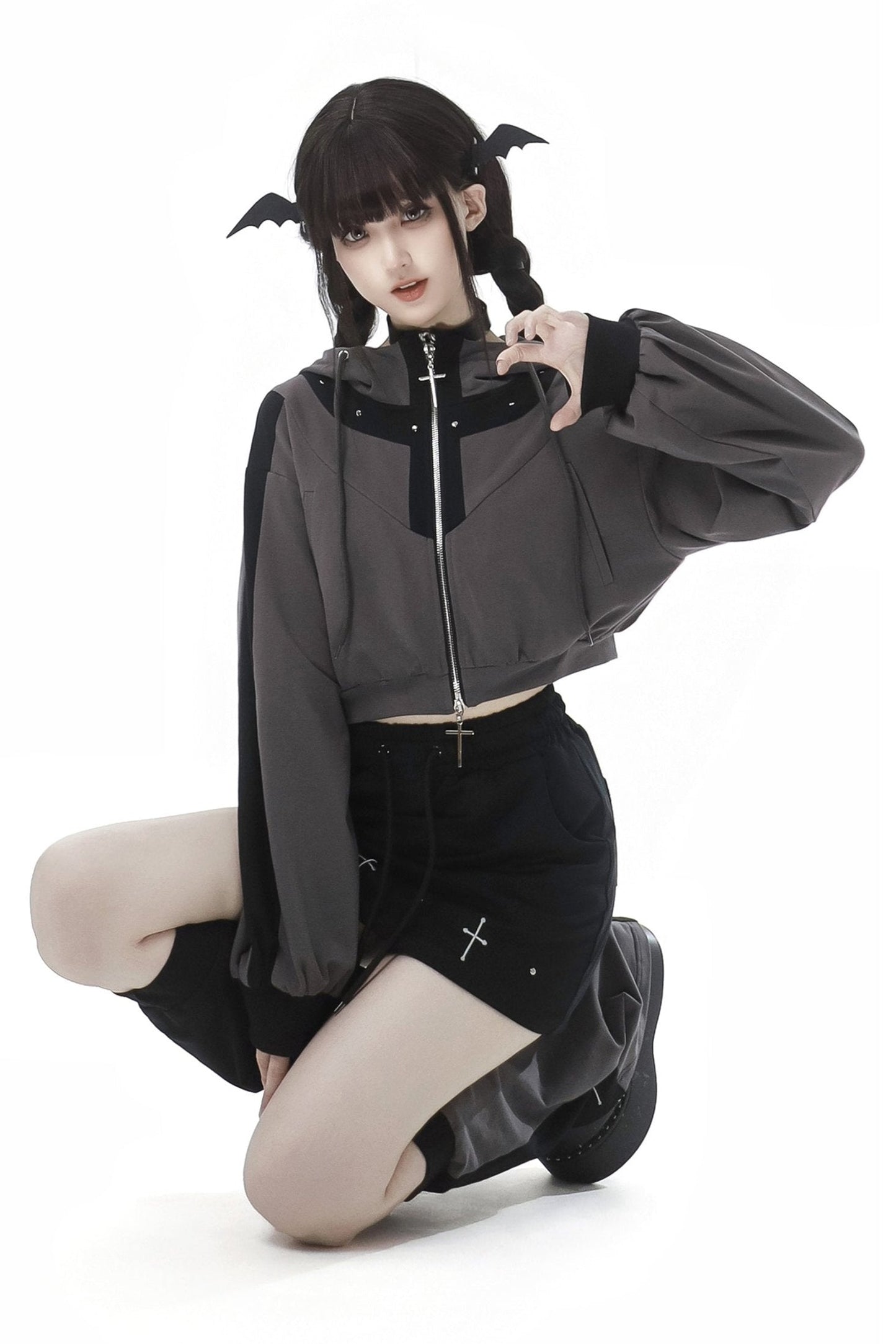 Girly Black Grace Sweatshirt Set