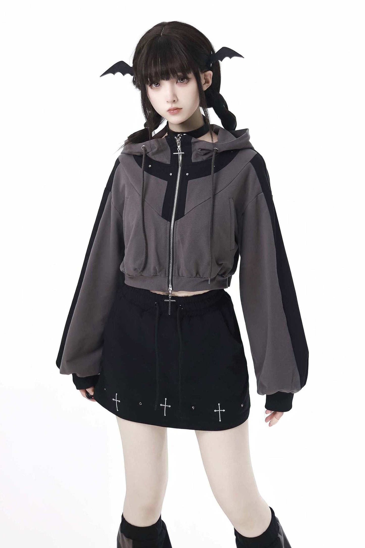 Girly Black Grace Sweatshirt Set