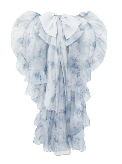 Ballet Style Fishbone Suspender Dress + Sheer Blue Skirt