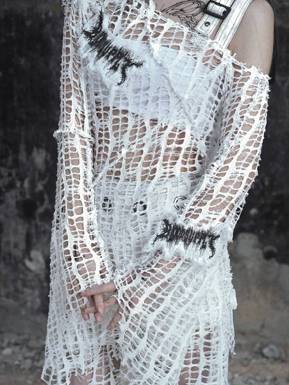 Distressed White Gothic Top