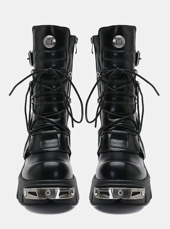 Retro Metal Punk Rock Platform Boots