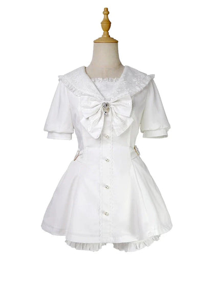 [pre-order] Sailor Collar Peplum Top + Shorts