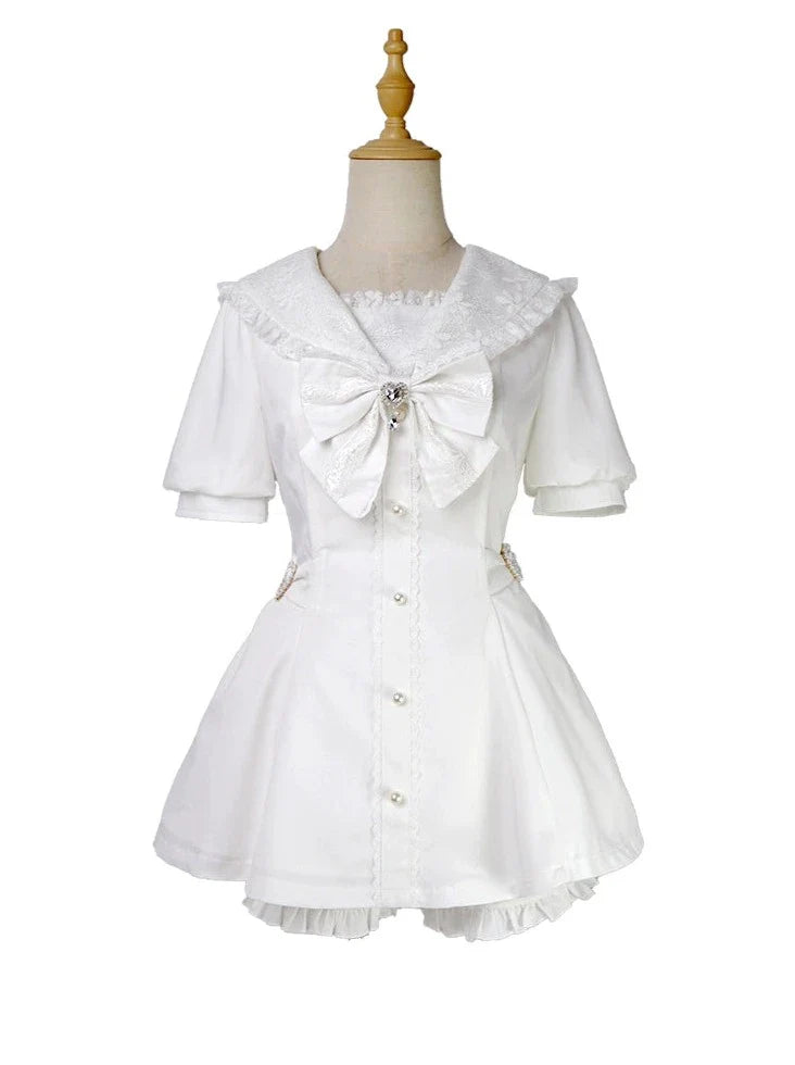 [pre-order] Sailor Collar Peplum Top + Shorts