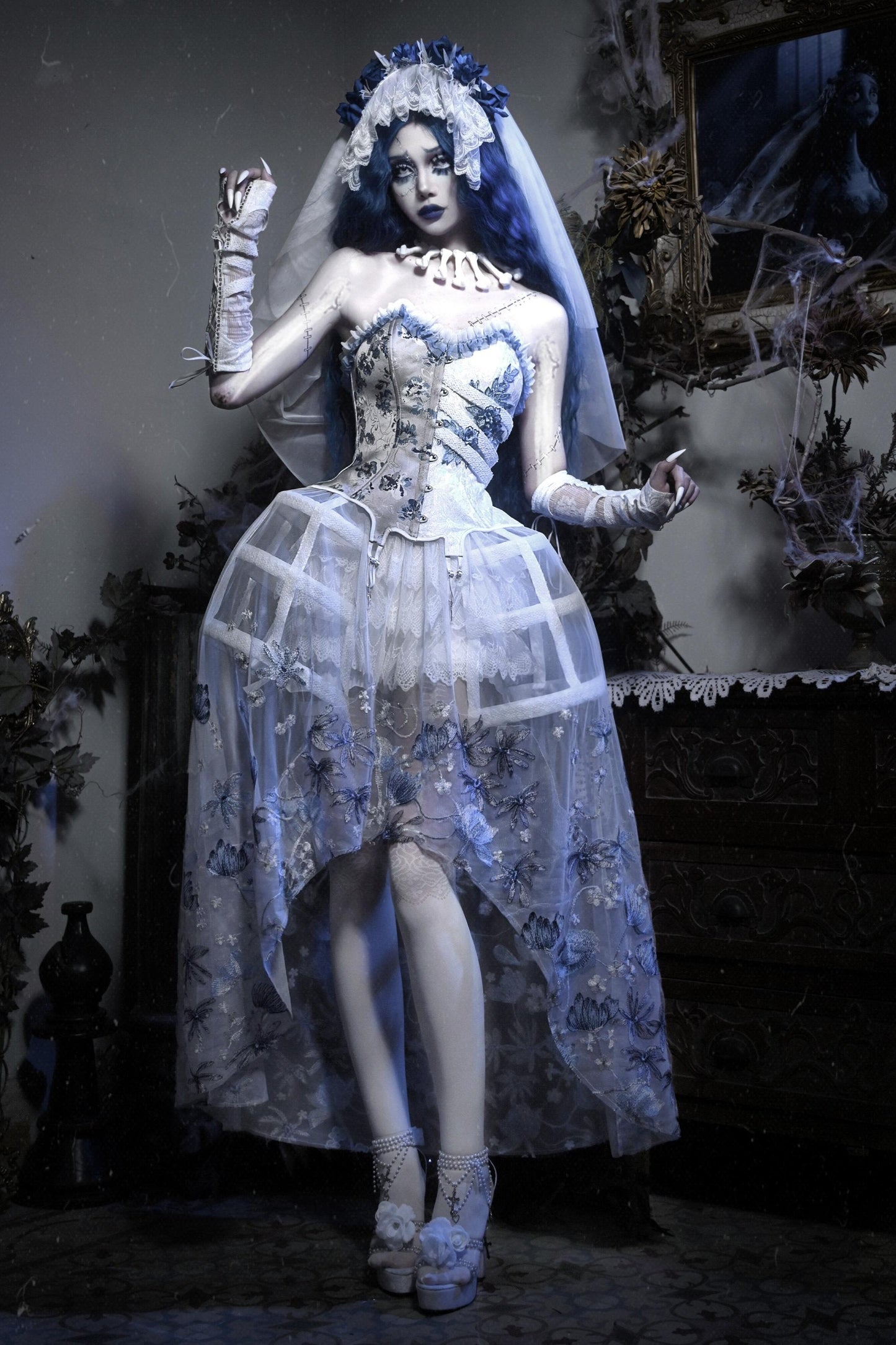 [pre-order] Zombie Bride Gothic Lace Corset Set