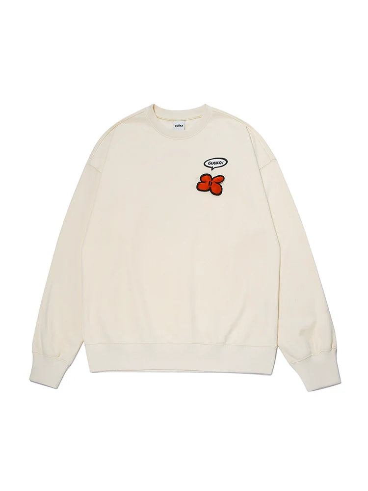 Cream Yellow Round Neck Sweatshirt + Side Design Pants