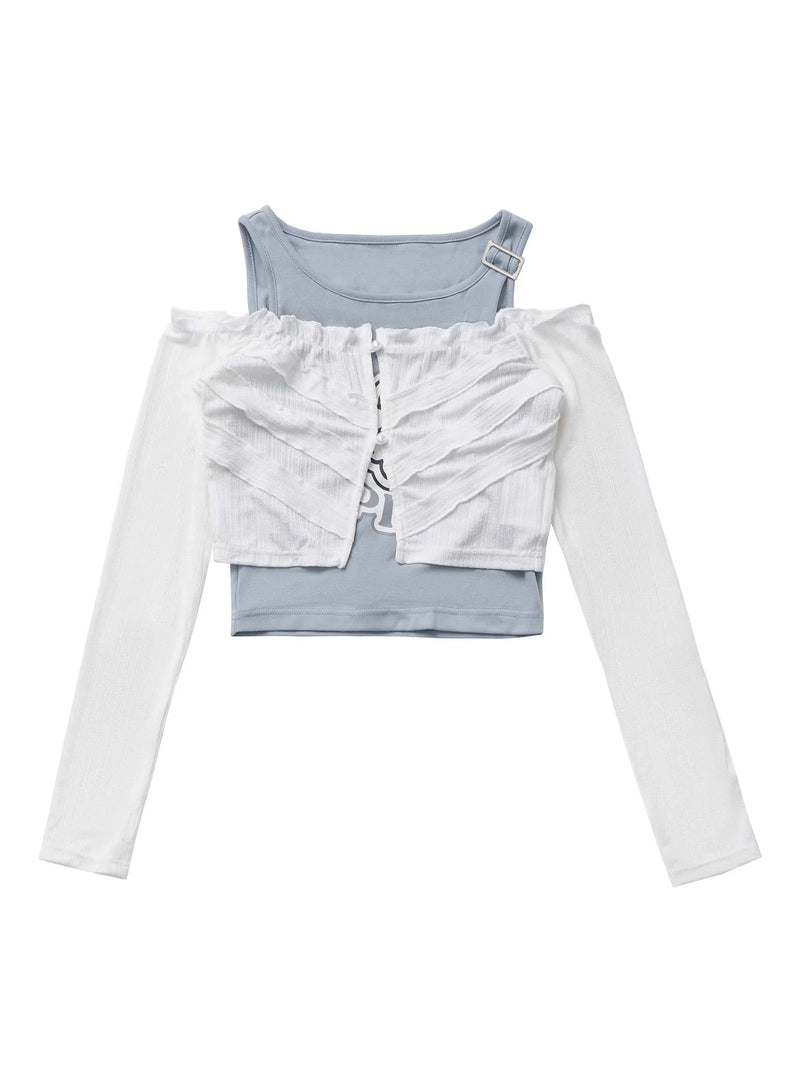 Summer Invasion Sunscreen Skeleton Jacket Blue White Fresh Color Suit