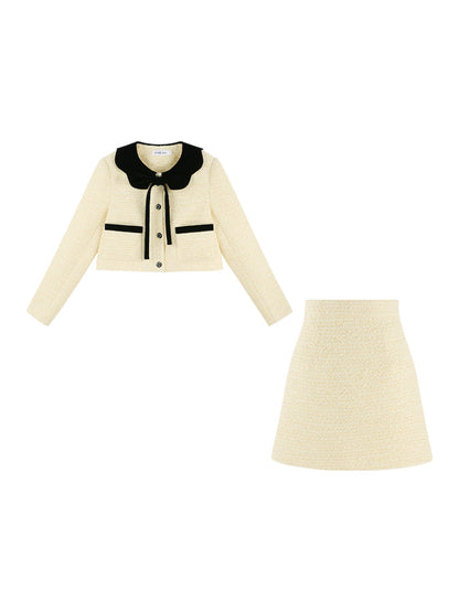 Yellow Two-piece Short Coat Set
