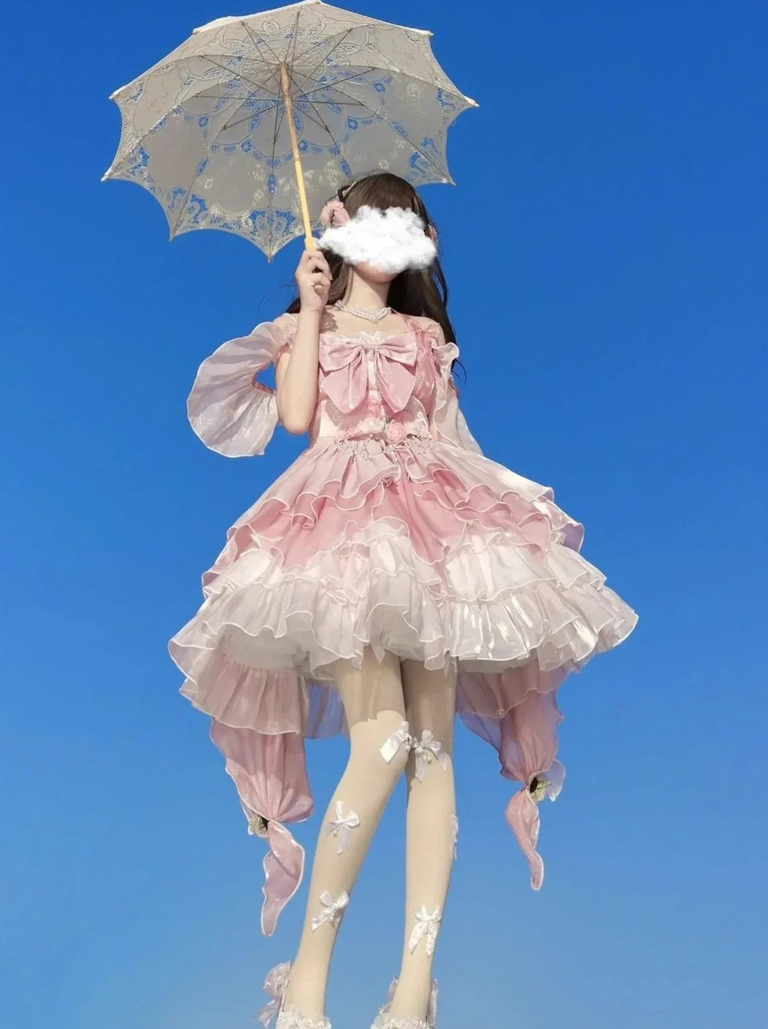 Summer Sweet Wedding Lolita Dress + Waist Chain + Tail + Hair Accessory + Neck Accessory