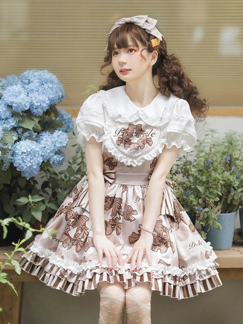 Puff Sleeve Shirt + Lolita Suspender Skirt