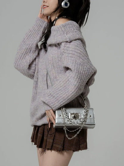 Silver Metal Mini Chain Bag