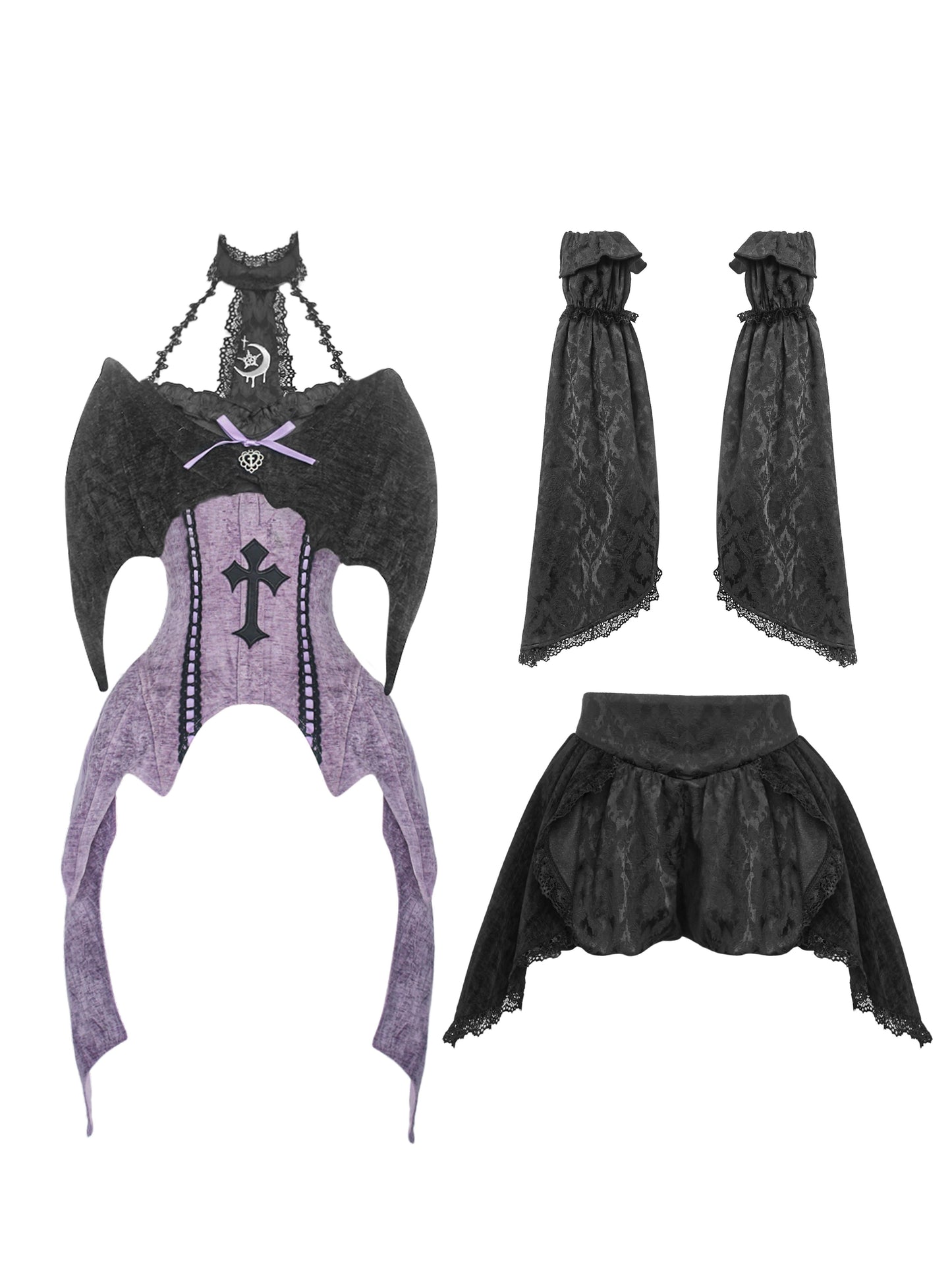 Witch Pumpkin Pants Bat Bell Sleeve Set