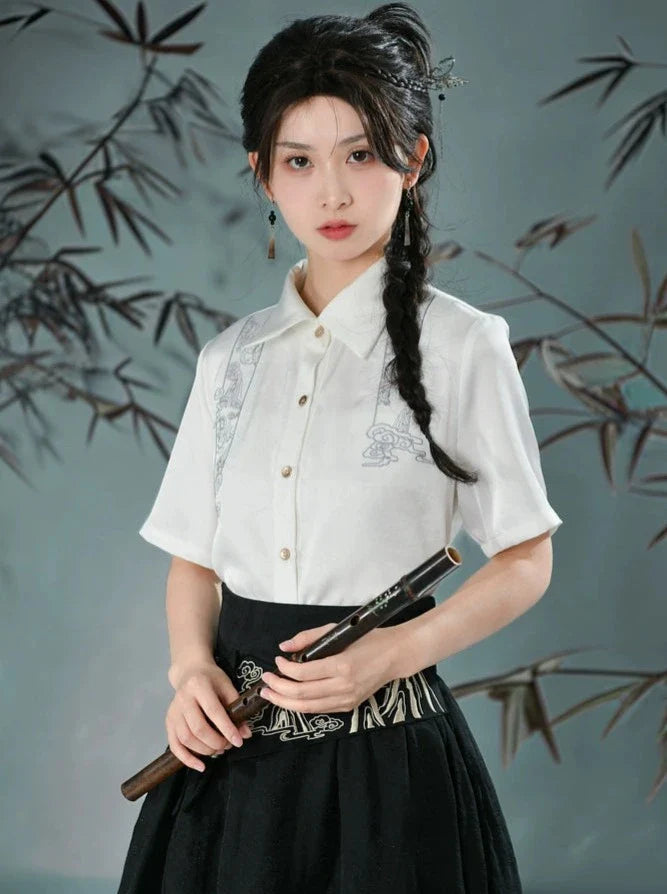 [pre-order] Retro Chinese-style Vest + Shirt + Asymmetric Skirt