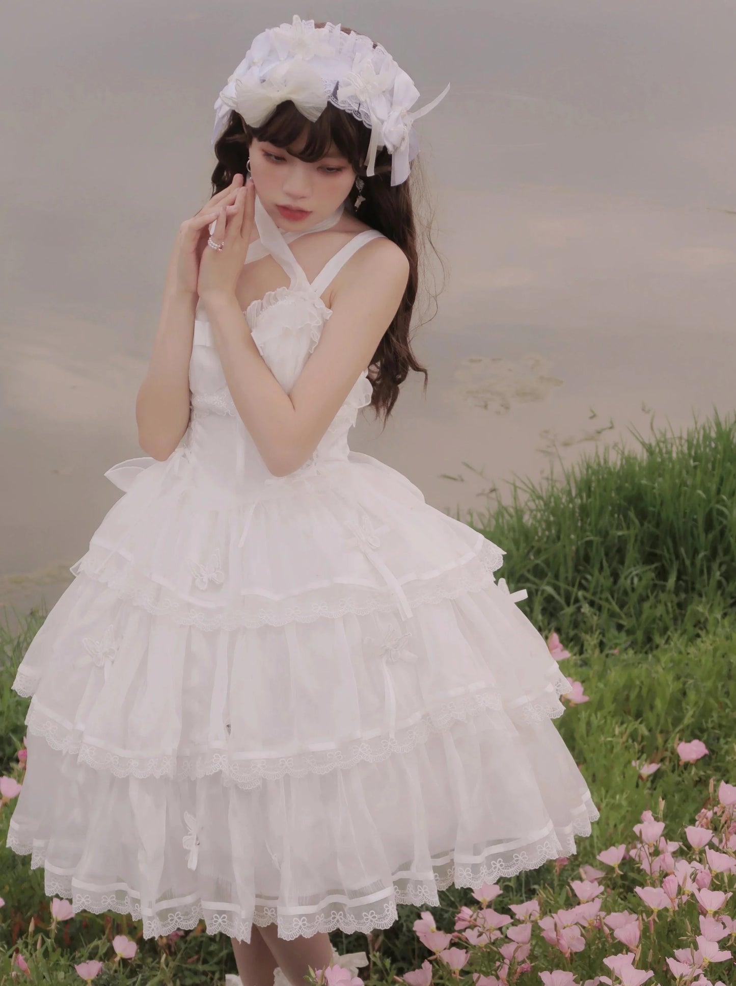 Light Flower Wedding Lolita Dress + Halterneck Suspender Dress