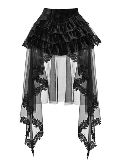 Duchess Gothic Velvet Long Tail Belt Suspender Tulle Dress Suit
