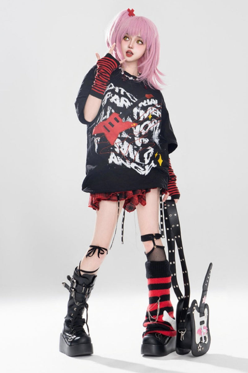 Punk Loose Short Sleeve Top Set