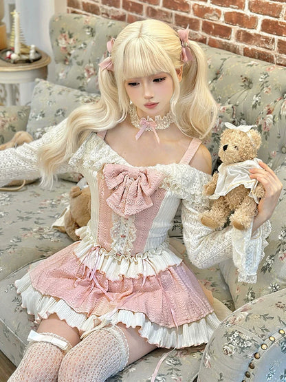 Cheese Sweet Berry Sweet Hot Girl Princess Milk Top + Tiered Skirt + Choker