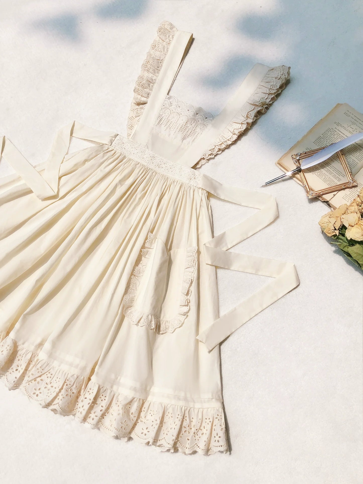 [pre-order] Retro Girly Yellow Dress + Apron + Ribbon