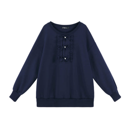 Navy Blue Loose Pullover Set
