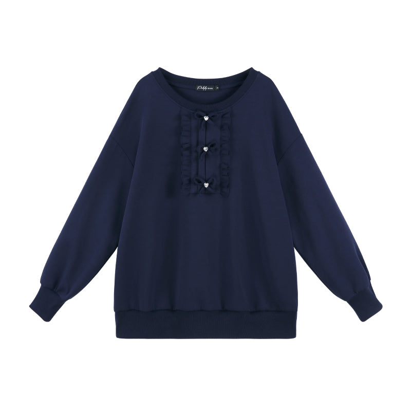 Navy Blue Loose Pullover Set