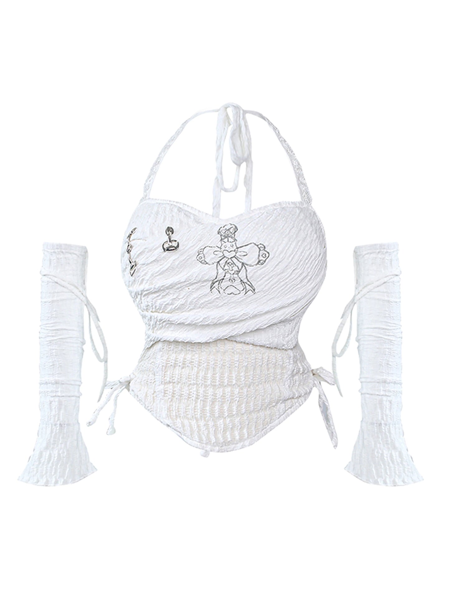 Pure White Top + Skirt + Hat