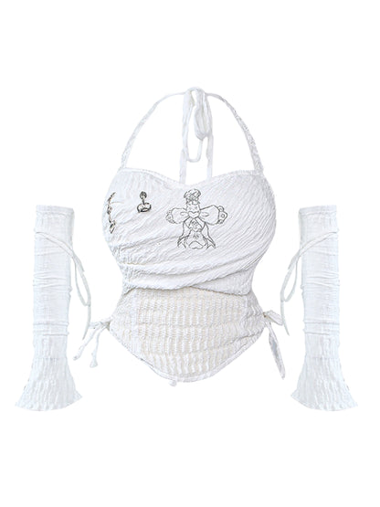 Pure White Top + Skirt + Hat