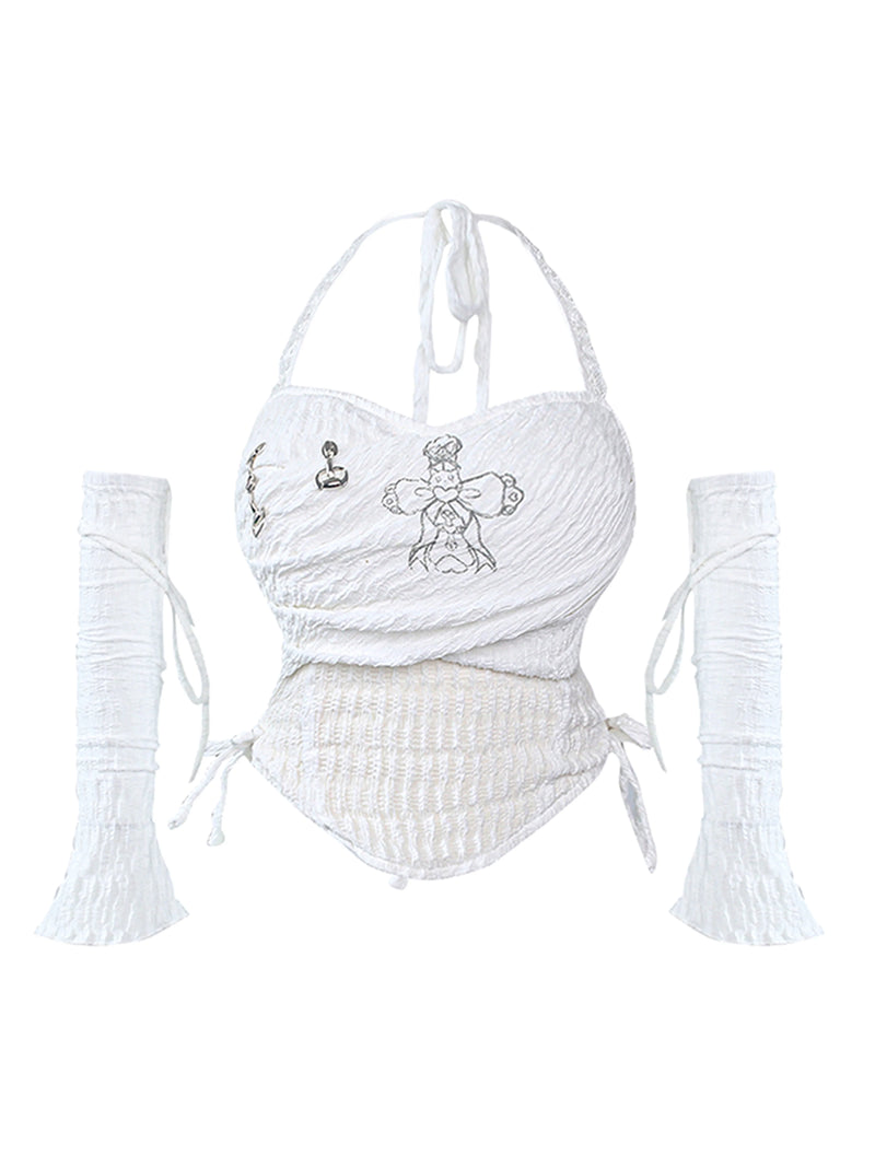 Pure White Top + Skirt + Hat