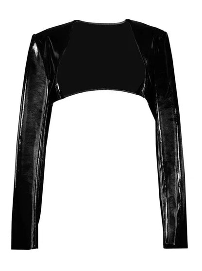 Punk Black Silver Mesh Sheer Slit Hooded Dress Suit