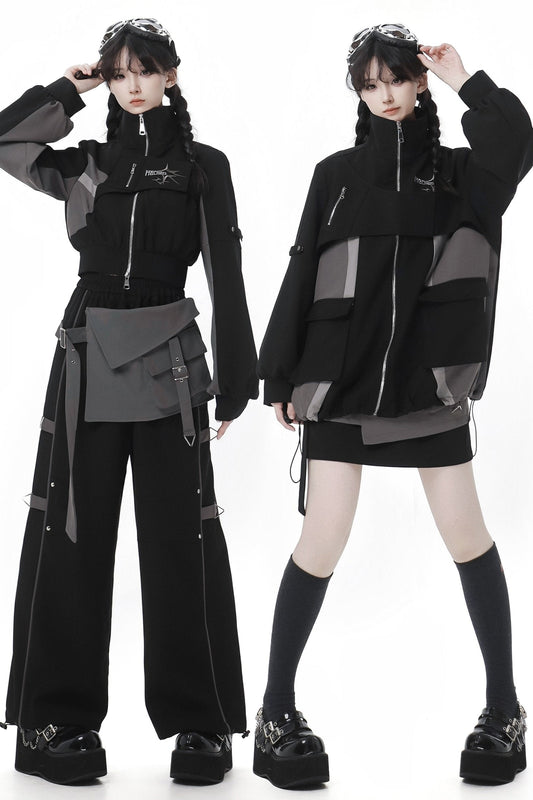 Black Cargo Anti-wrinkle Jacket Set